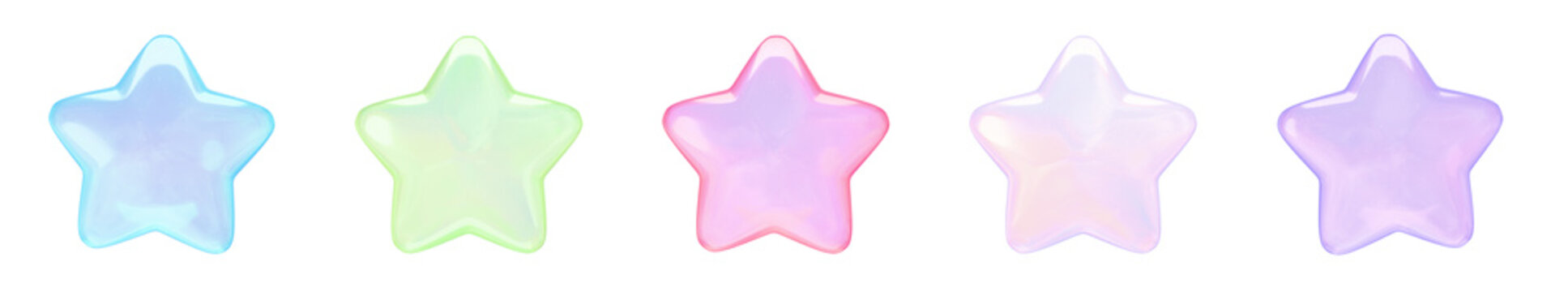 Yume Kawaii Transparent Jelly Shape Collection - Cute Jelly Star Set - Transparent 3D PNG Elements
