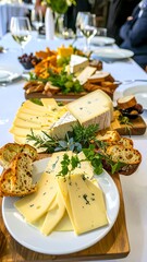 Gourmet cheese platter display