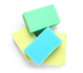 Cleaning sponges on white background