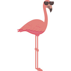 Fototapeta premium Pixel Art Flamingo Wearing Sunglasses Standing Tall and Proud on One Leg with a Transparent Background