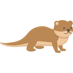 Pixel Art Otter Standing Sideways Transparent Background Cute Cartoon Animal Illustration