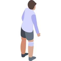 Pixel Art Person With Bandaged Knee Facing Away On Transparent Background