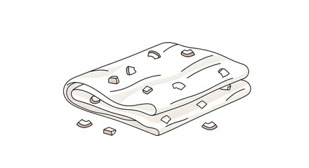 White Flatbread with Seeds Isolated on White Background Food Ingredient Concept