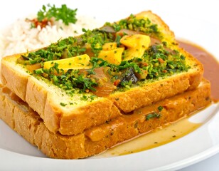 Gourmet sandwich with rice and sauce