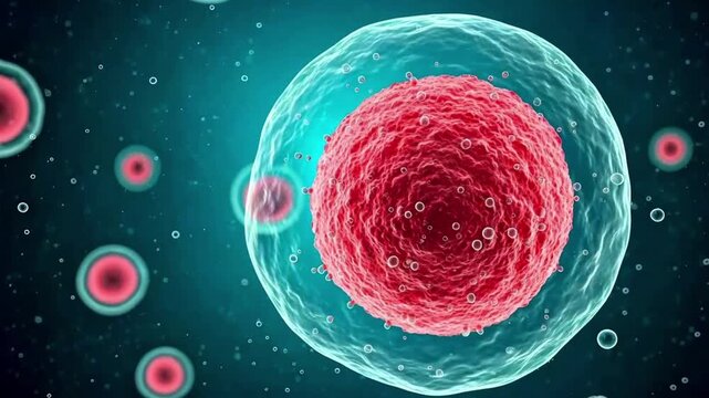 Experience the microscopic world of cells dividing and multiplying in this dynamic science video, perfect for medical research or educational materials