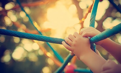 Children are actively playing with educational game panels at a colorful outdoor playground on a bright sunny day, symbolizing childhood, development, and fun.