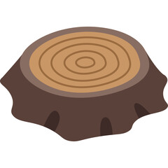 A pixel art illustration of a brown tree stump with visible growth rings on a transparent background