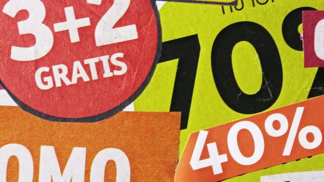 wo point tracking collage of colorful Dutch supermarket discount cutouts from "Promo" to "Solden" and "Gratis"