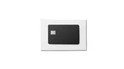 Black Credit Card on White Gift Box on white background