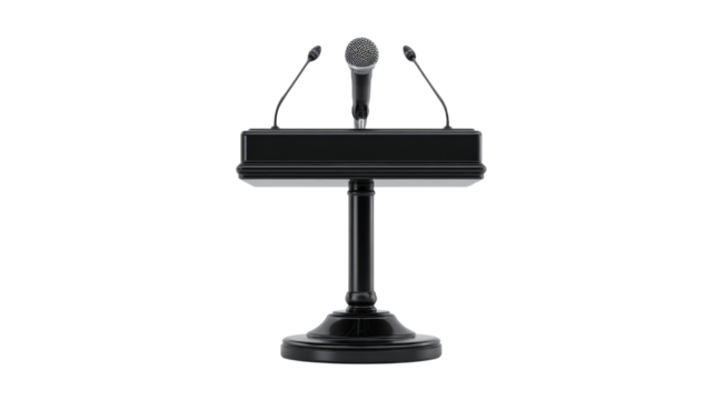Black Podium with Microphones for Public Speech