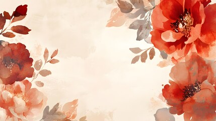 Watercolor flowers in warm tones adorn a soft, neutral background.