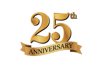 Celebrate 25th anniversary with elegant golden design, perfect milestone