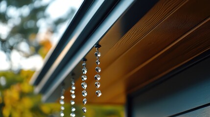 A close up of a window with water dripping from it
