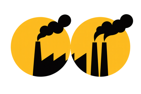 Bold factory icons convey industrial power energy creation sources