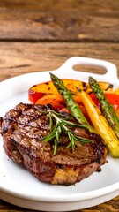 Grilled steak with roasted vegetables