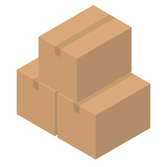 Obraz premium 重ねたダンボールのアイソメトリックイラスト / Isometric stacked cardboard boxes illustration