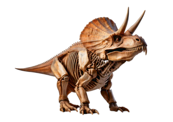 Detailed educational dinosaur model,full body,(zuniceratops),Skeletal, isolated on transparent or white background