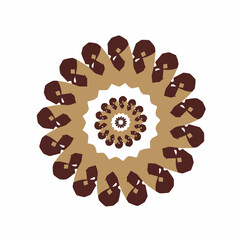 Abstract Artistic Floral Mandala Brown and Chocolate Swirl Decorative Element