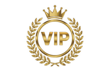 Naklejka premium Golden VIP emblem with crown signifies prestige and exclusivity