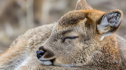 Fototapeta premium Closeup of a sleeping deer