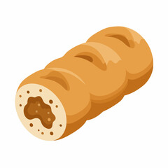 Flat Design Delicious Sweet Roll Pastry Food Bread Isolated