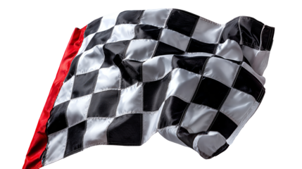 Checkered Flag: A checkered flag waves triumphantly, a symbol of victory and achievement in motorsports.