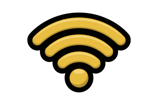 Golden Wi-Fi signal radiating connectivity and modern technology