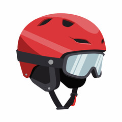 Flat Style Detailed Ski Helmet with Goggles Equipment Illustration