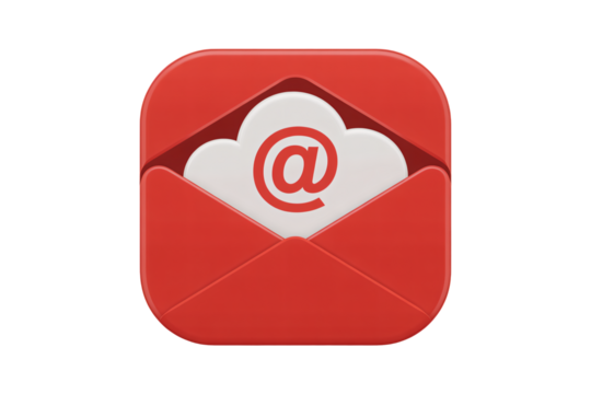 Modern email icon with cloud and at symbol offers digital communication