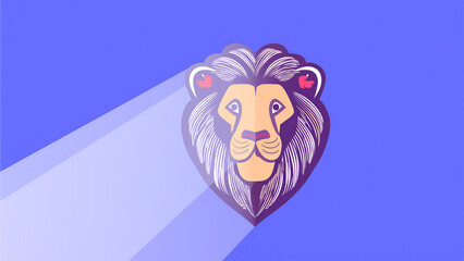 A majestic wooden lion head sculpture illuminated by dramatic spotlight, carved details emphasized by shadows. Background in deep black or dark mahogany. Camera front and slightly angled for depth. Th