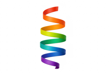 Rainbow gradient spiral ribbon forming an abstract helix