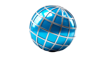 Global Connectivity: A lustrous, azure globe shimmers with a network of silver lines, representing worldwide communication and interconnectedness. A symbol of unity and global reach.