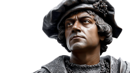 A Glance into the Past: A close-up of a stoic statue depicting a man of historical importance, capturing an aura of contemplation, resilience, and legacy.