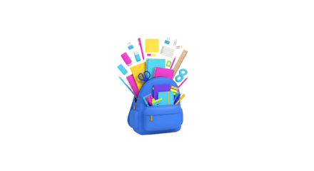 Backpack with school supplies for education and learning concept illustration
