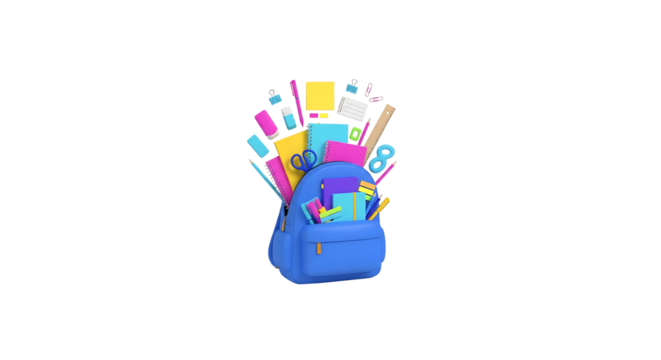 Backpack with school supplies for education and learning concept illustration