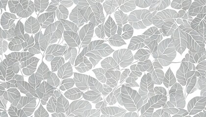Obraz premium Grayscale leaves pattern on white background, detailed and artistic