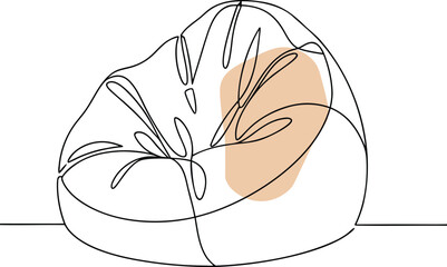 Abstract beanbag chair with peach accent line art minimal