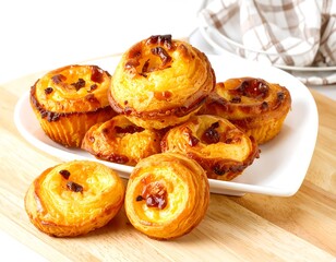 Heart-shaped plate of golden pastries