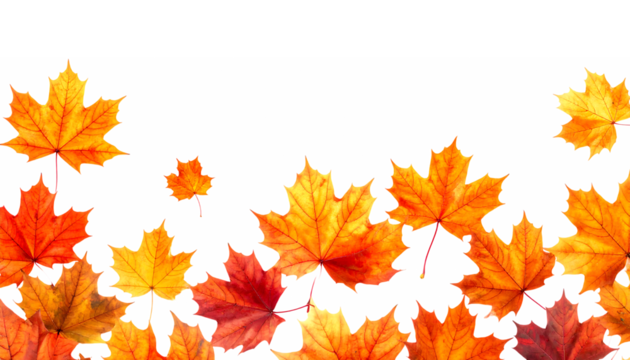 秋色に染まるカエデの葉｜背景なし・透過PNG・コピースペース - Powered by Adobe