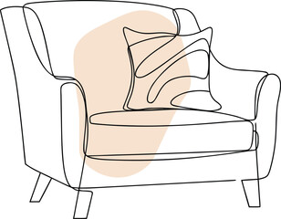 Armchair with abstract pillow cushion furniture