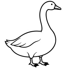 Illustration of a goose standing upright on transparent background silhouette