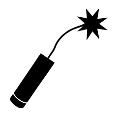 Illustration of a black dynamite stick icon on transparent background silhouette