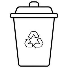 Outline of a recycle bin with a lid on top on transparent background silhouette