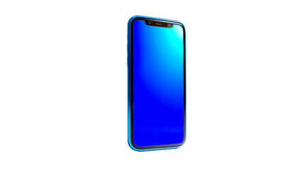 Sleek Tech: A modern, sleek smartphone with a vibrant blue display, showcasing its advanced design and functionality.