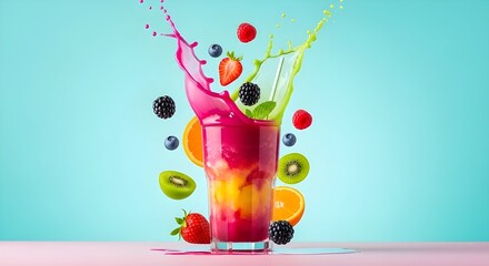 colorful fruit smoothie refreshing healthy beverage