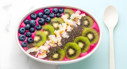 vibrant smoothie bowl with blueberries kiwi and chia seeds