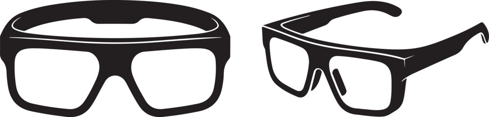 AR Smart Glasses Silhouette Vector Set – Bold Outline, Futuristic Wearable Device Icons