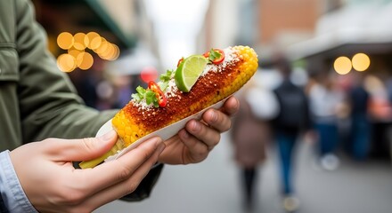 delicious elote mexican street corn hand held