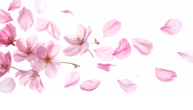 舞い散る桜の花びら｜背景なし・透過PNG・コピースペース