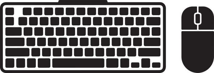 Keyboard and Mouse Silhouette Vector Set – Bold Outline Wireless Device Icons